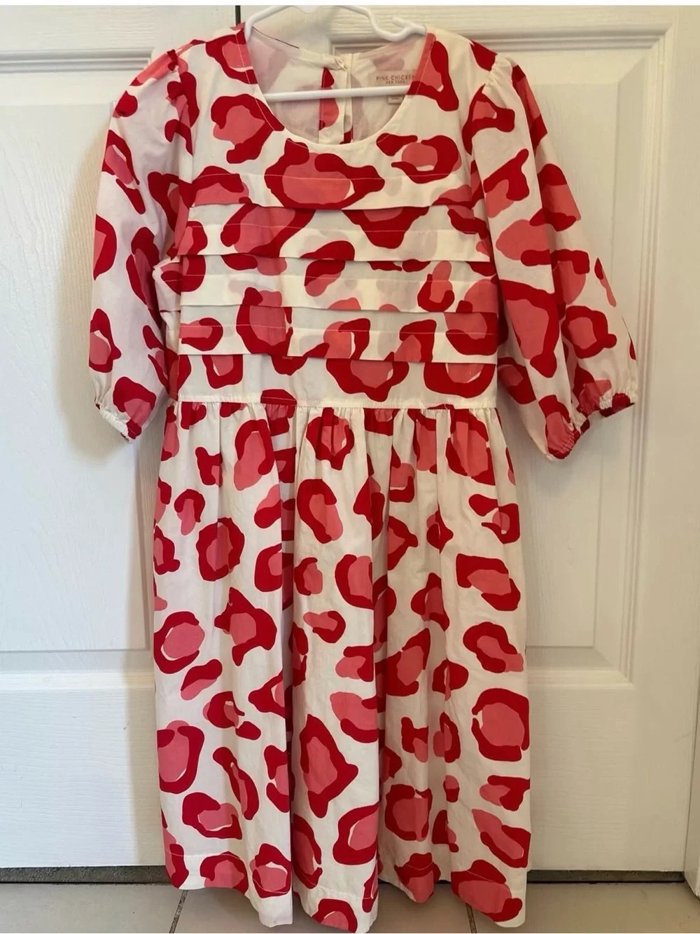NWOT Pink Chicken girls pink and red leopard dress size 12